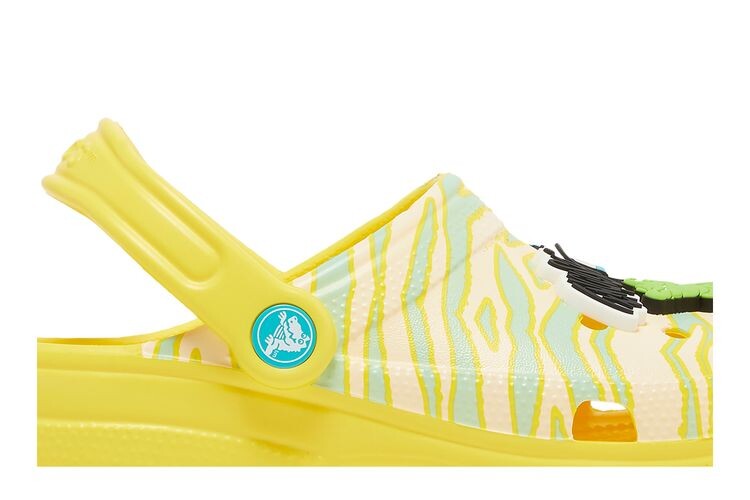Кроссовки Crocs Ron English x Classic Clog Kids Party Animals - Zebra Lemon, желтый — фото 2