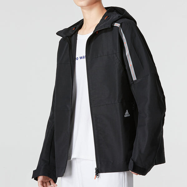 Куртка Men's adidas Th Commmtek Wvjk Solid Color Athleisure Casual Sports Hooded Jacket Black, черный — фото 3