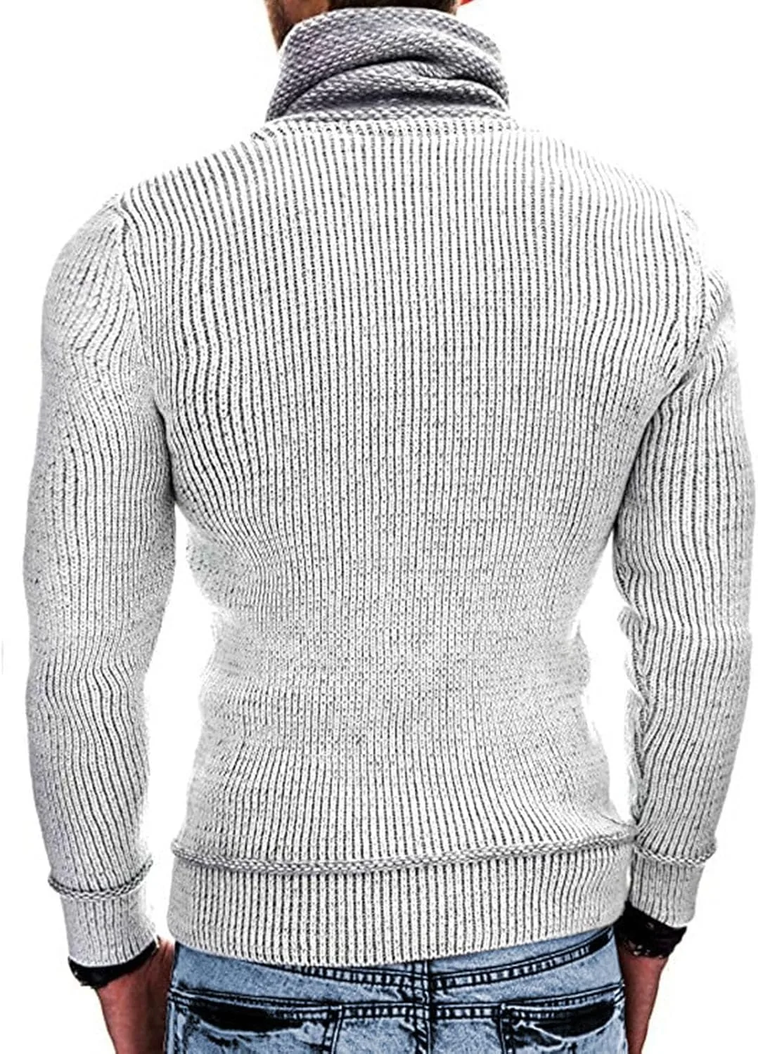 Мужской водолазка с воротником-шалью, slim fit, зимняя — фото 2