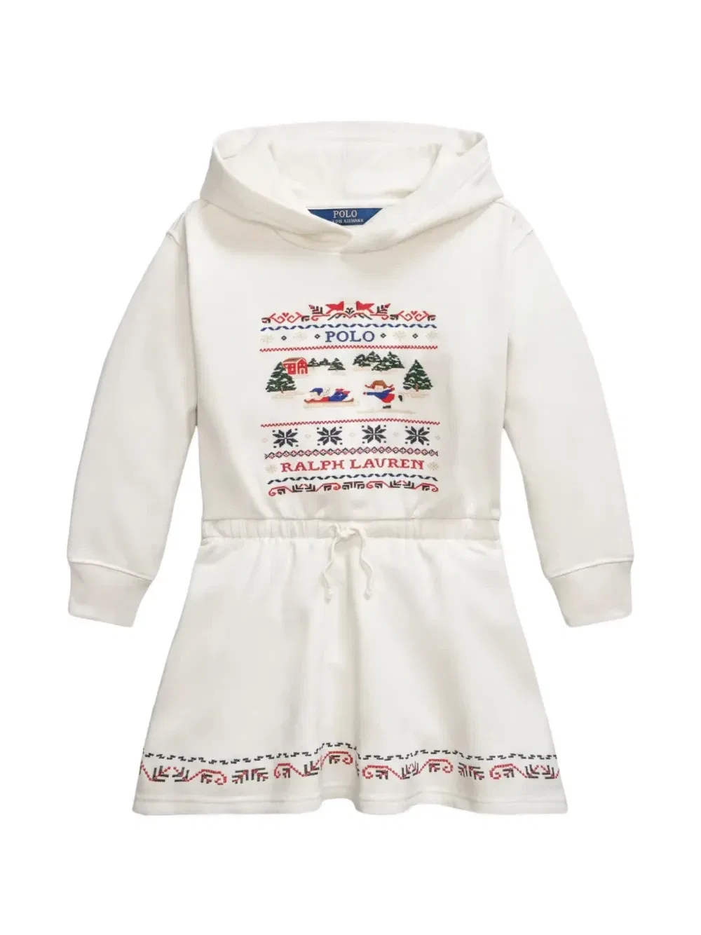 Платье с капюшоном и вышивкой POLO RALPH LAUREN KIDS, белый
