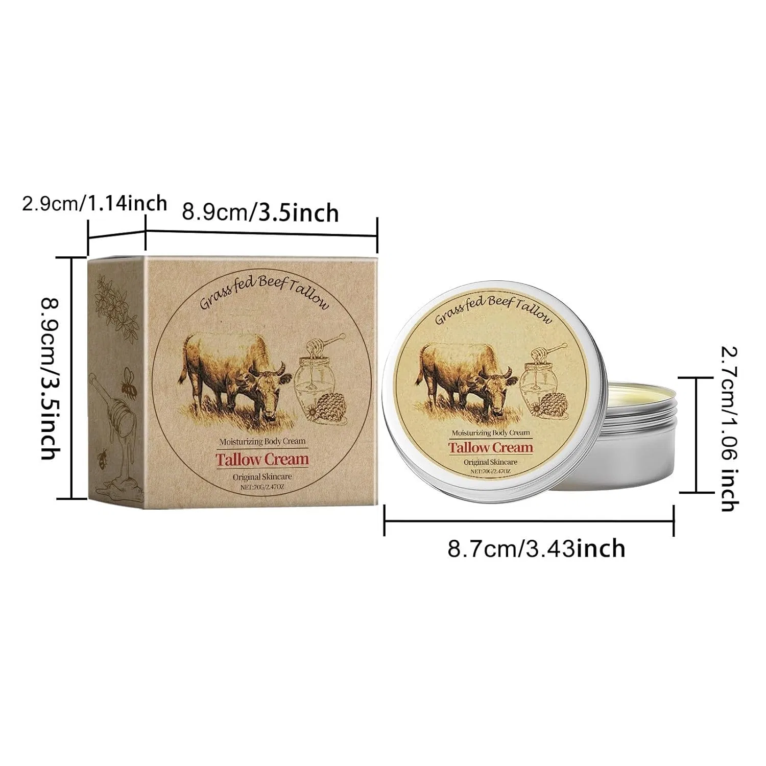 Крем для лица — Натуральный и тела с говяжьим жиром и медом ( .) Generisch, 2 Pieces, 70 г — фото 2