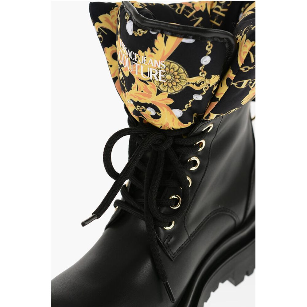 Армейские ботинки JEANS COUTURE из искусственной кожи DREW с отделкой в стиле барокко Versace, Black — фото 4