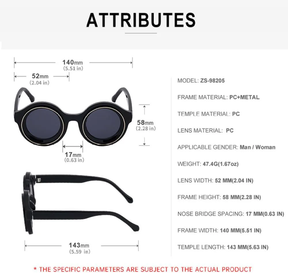 

Мужские солнцезащитные очки в стиле стимпанк с маленькой круглой оправой, роскошные очки в винтажном стиле с защитой от ультрафиолета UV400 TYUVIVO, C2blackgrayblue