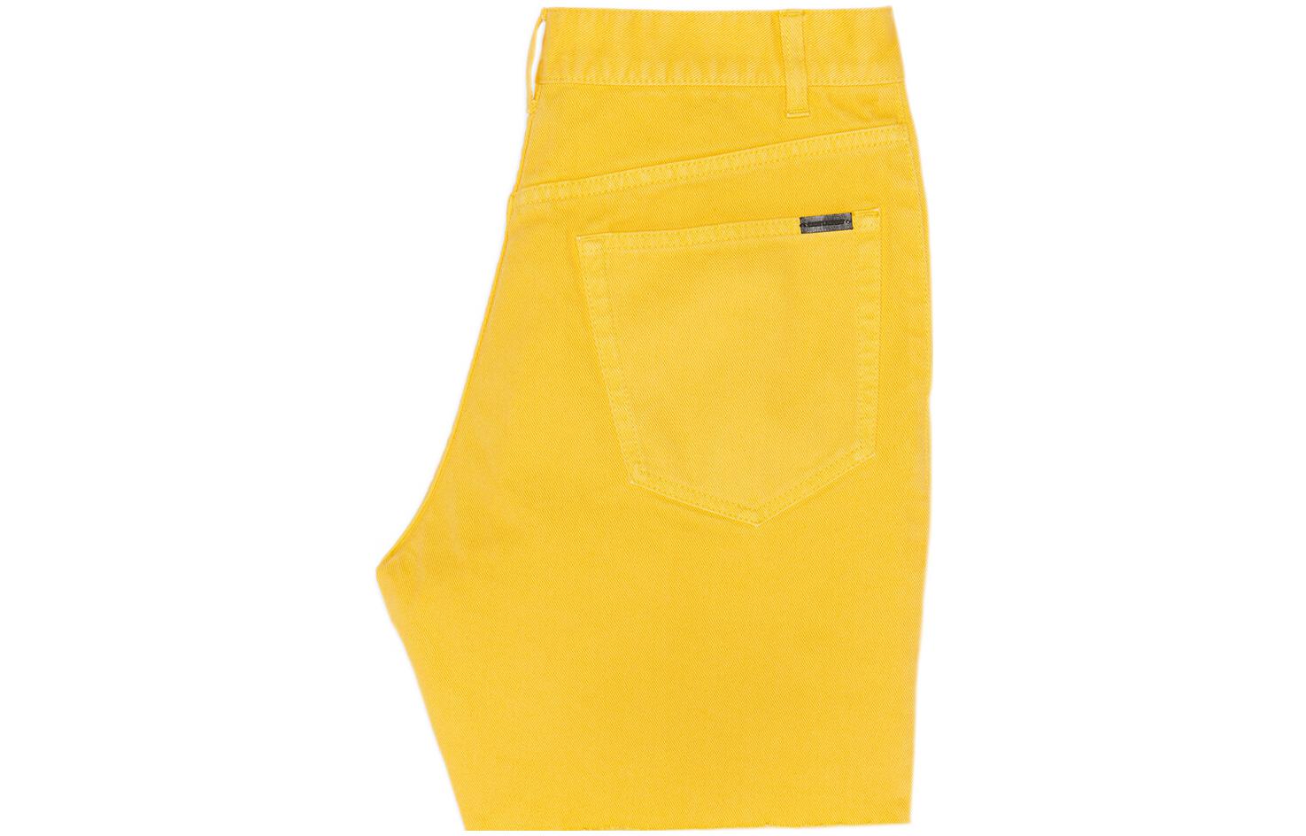 Джинсовые шорты с рваными краями Saint Laurent, bright желтый stone washed — фото 4