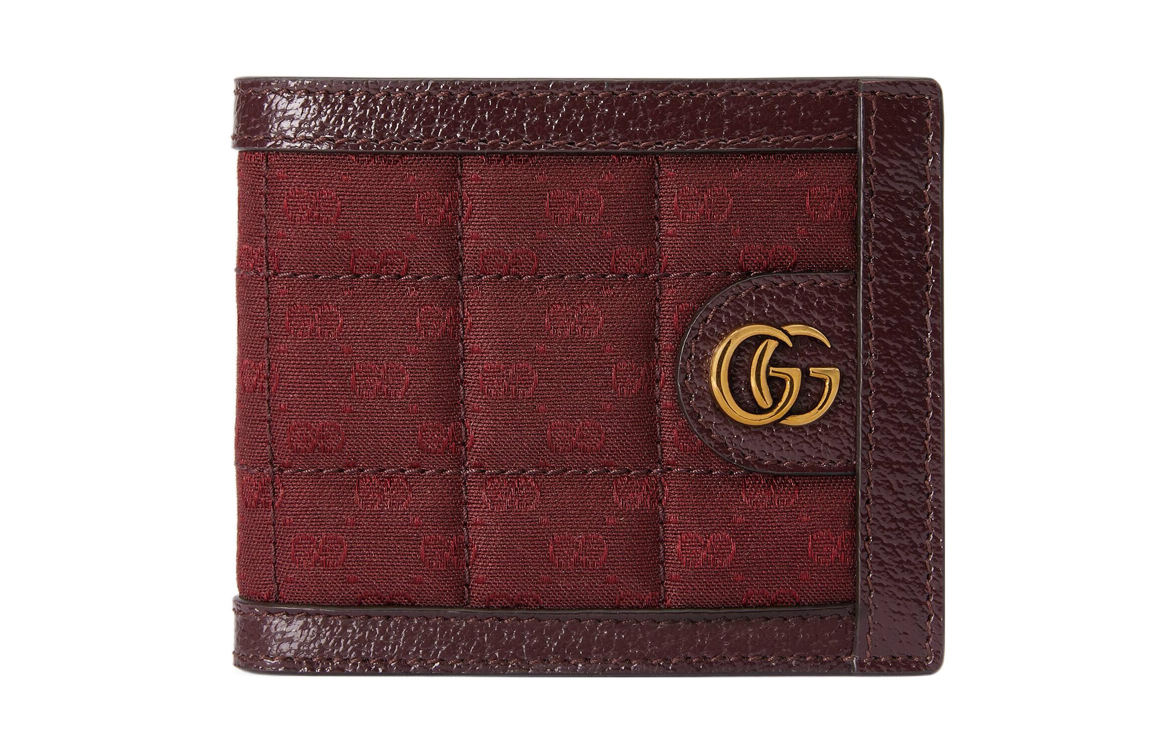 

GUCCI Женский мини-кошелек из кожи и холста, бордовый