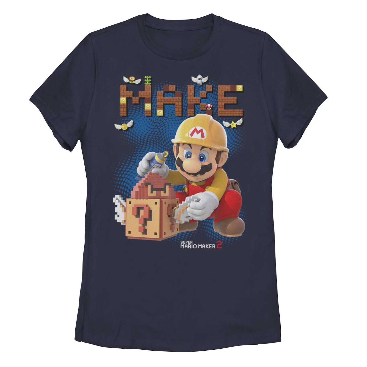 

Футболка с рисунком «Сделай» для детей Nintendo Super Mario Maker 2 Block Building Licensed Character