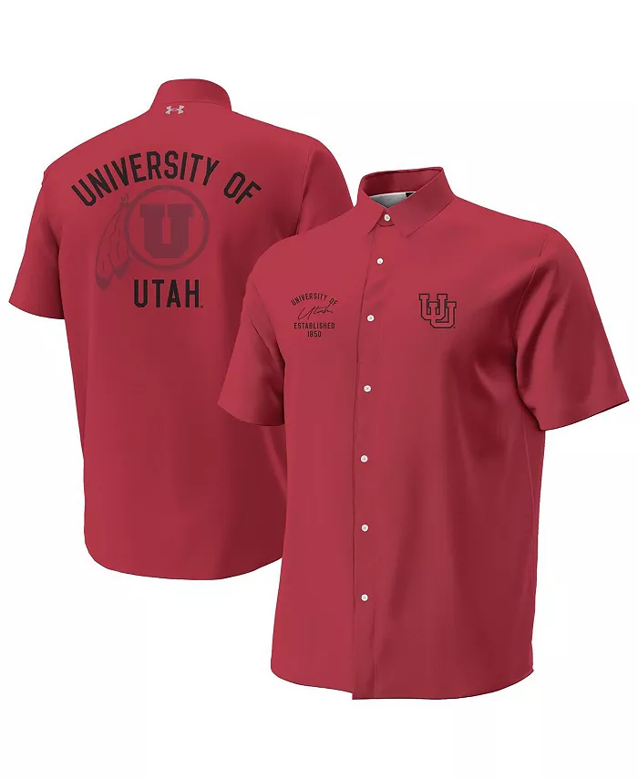 

Мужская красная рубашка Utah Utes Gameday ArmourFuse с кнопками Under Armour