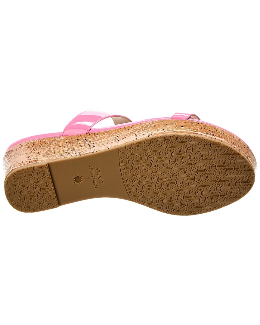 Лакированные босоножки на танкетке Stuart Weitzman Boardwalk 65, розовый — фото 4