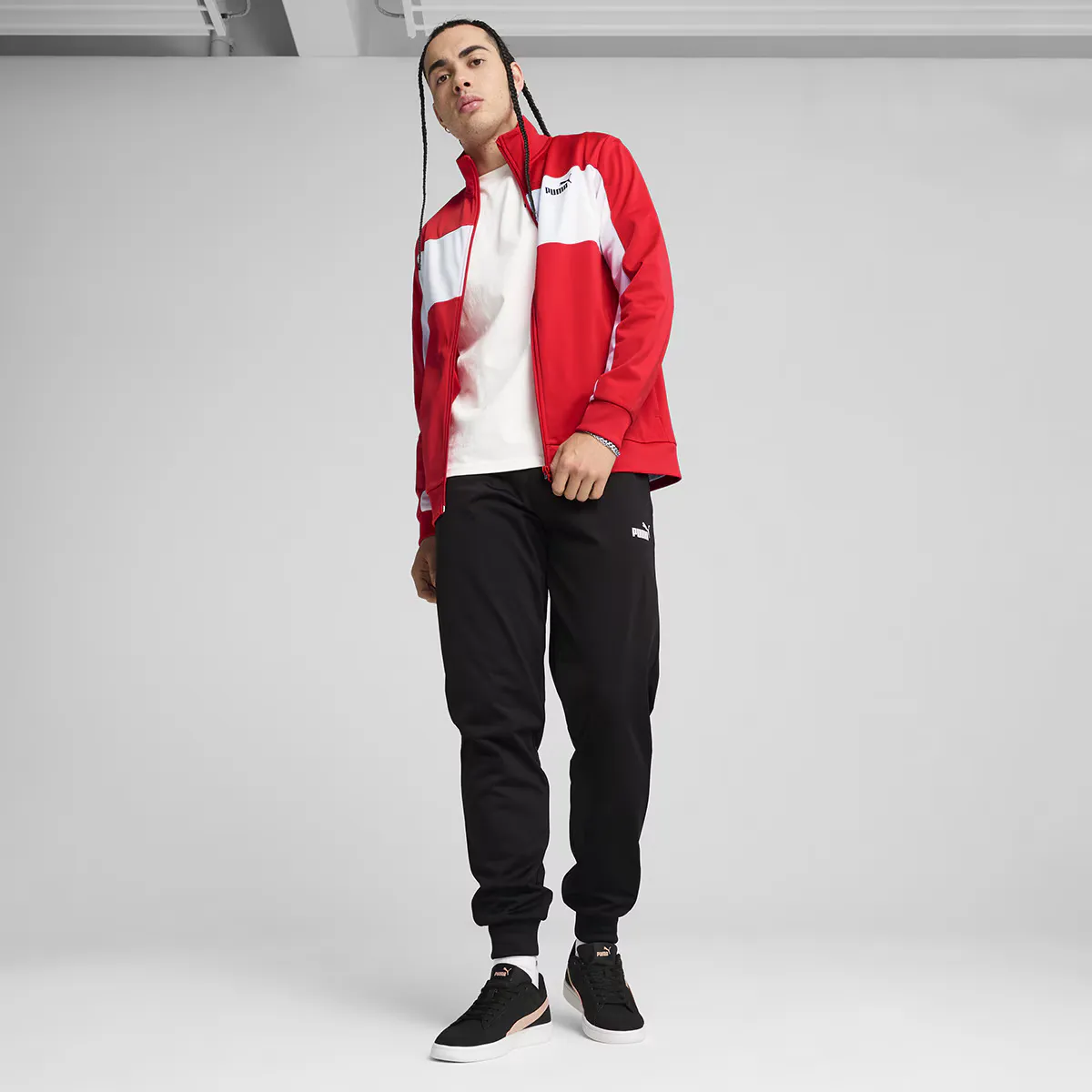 

Мужской спортивный костюм Puma в стиле колорблок, красный