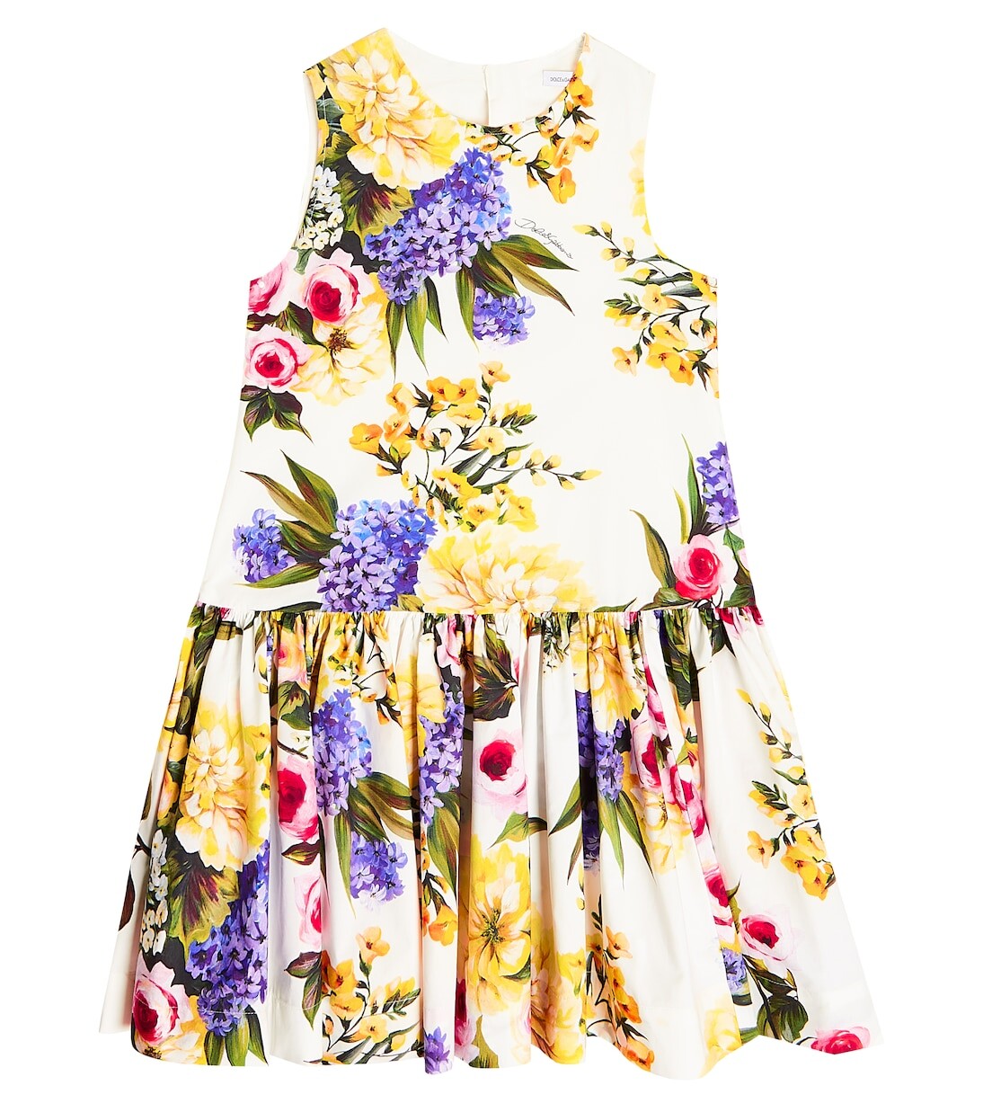

Платье из хлопкового поплина с цветочным принтом Dolce&Gabbana Kids, мультиколор