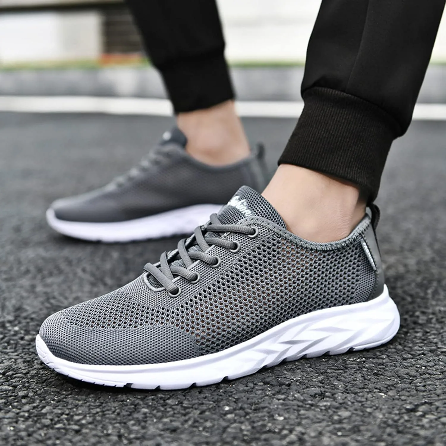 Мужские летние элегантные кроссовки Generisch Trainers для широкой стопы, серый — фото 3