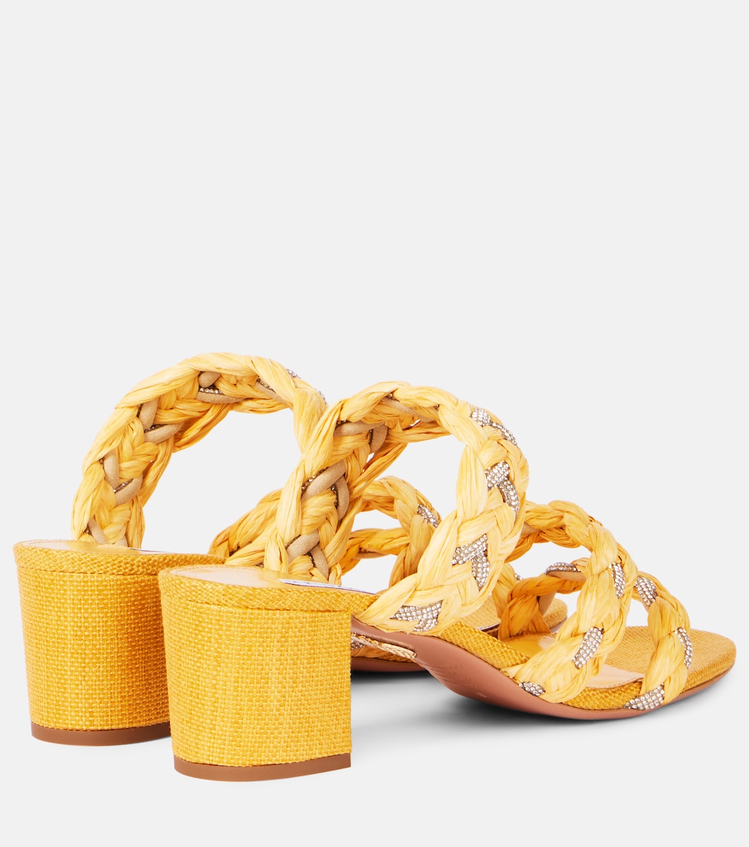 Босоножки Costiera 50 из рафии с декором Aquazzura, Lemonade — фото 2