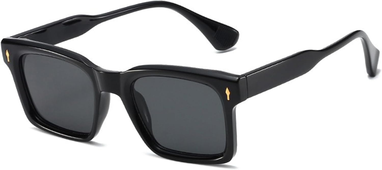 

Модные квадратные солнцезащитные очки Onrtry для мужчин и женщин, ретро-прямоугольные солнцезащитные очки для женщин и мужчин с защитой от УФ-излучения UV400, A01 Black Frame/Black Lens