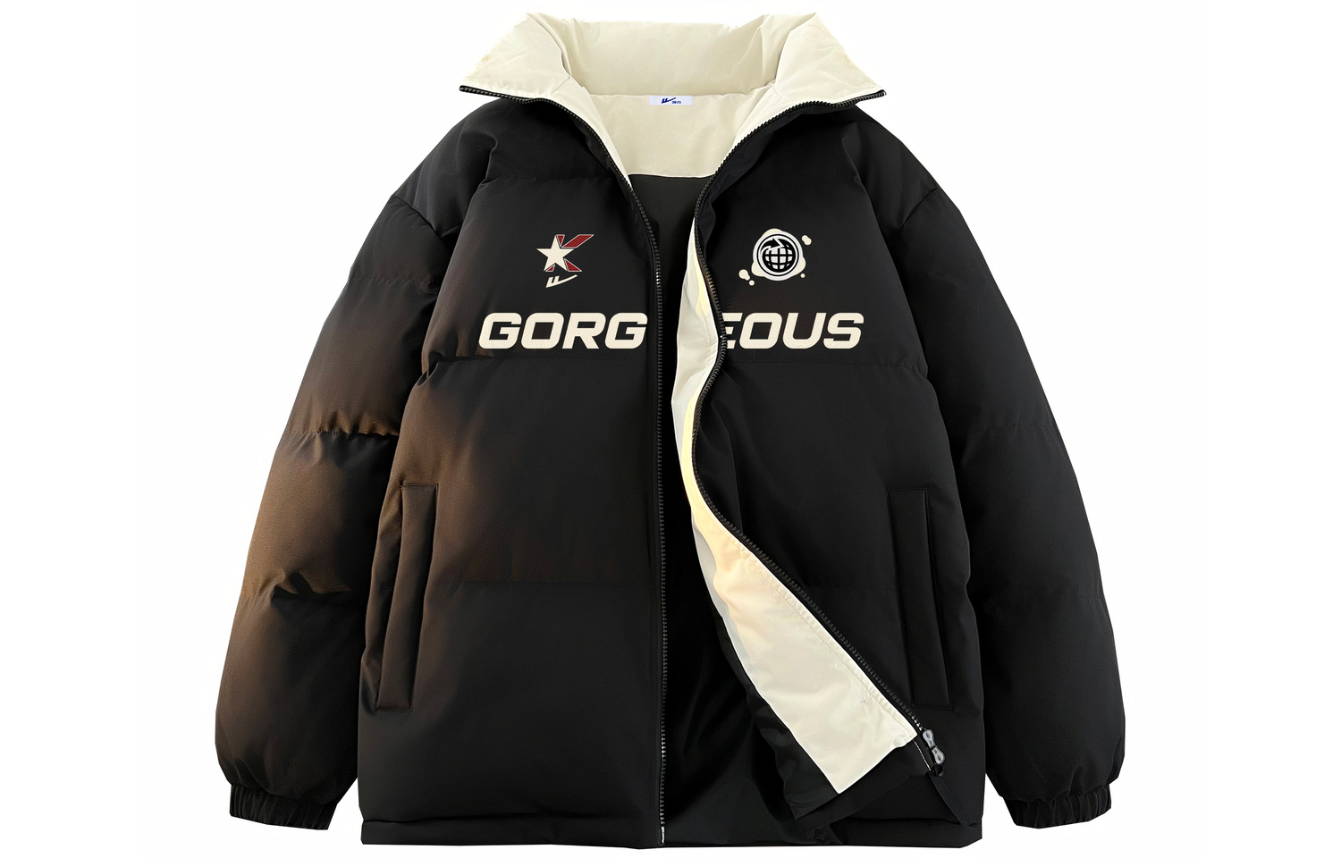

WARRIOR Пуховик серии "Покоряющий ветер и волны" унисекс, Black/Khaki