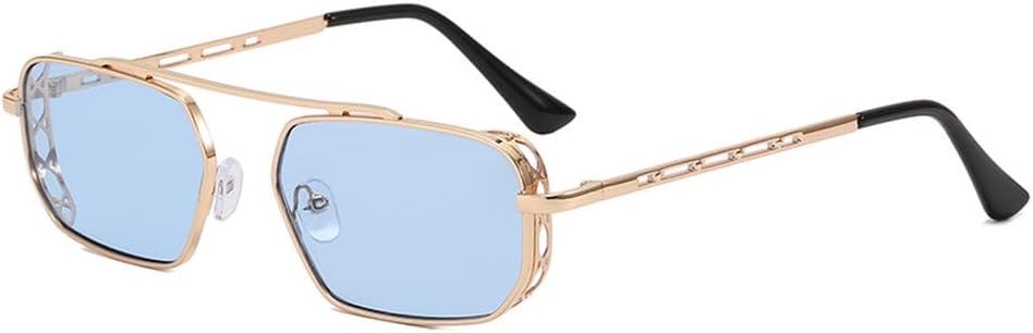 

Винтажные красные прямоугольные солнцезащитные очки для женщин в стиле стимпанк с морскими линзами, маленькие металлические солнцезащитные очки для мужчин, защита от ультрафиолета UV400, SUN724 Generic, C5