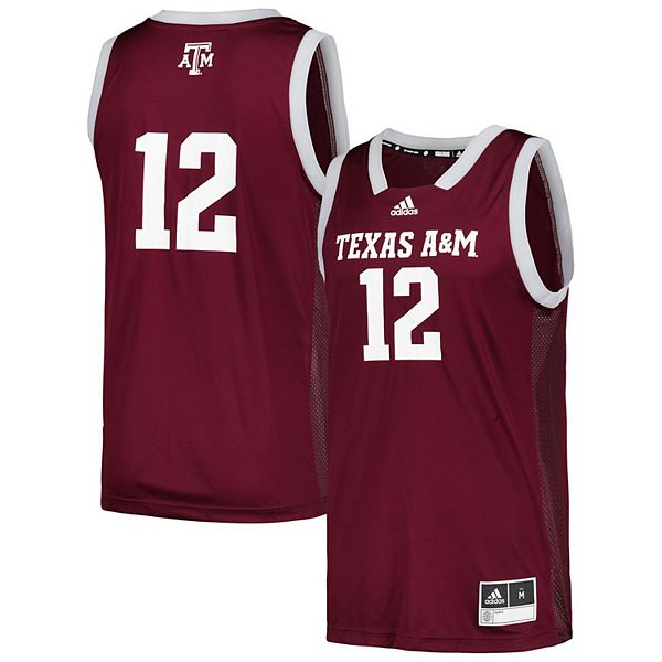 

Мужская малиновая футболка adidas #12 texas a&m aggies team swingman Unbranded