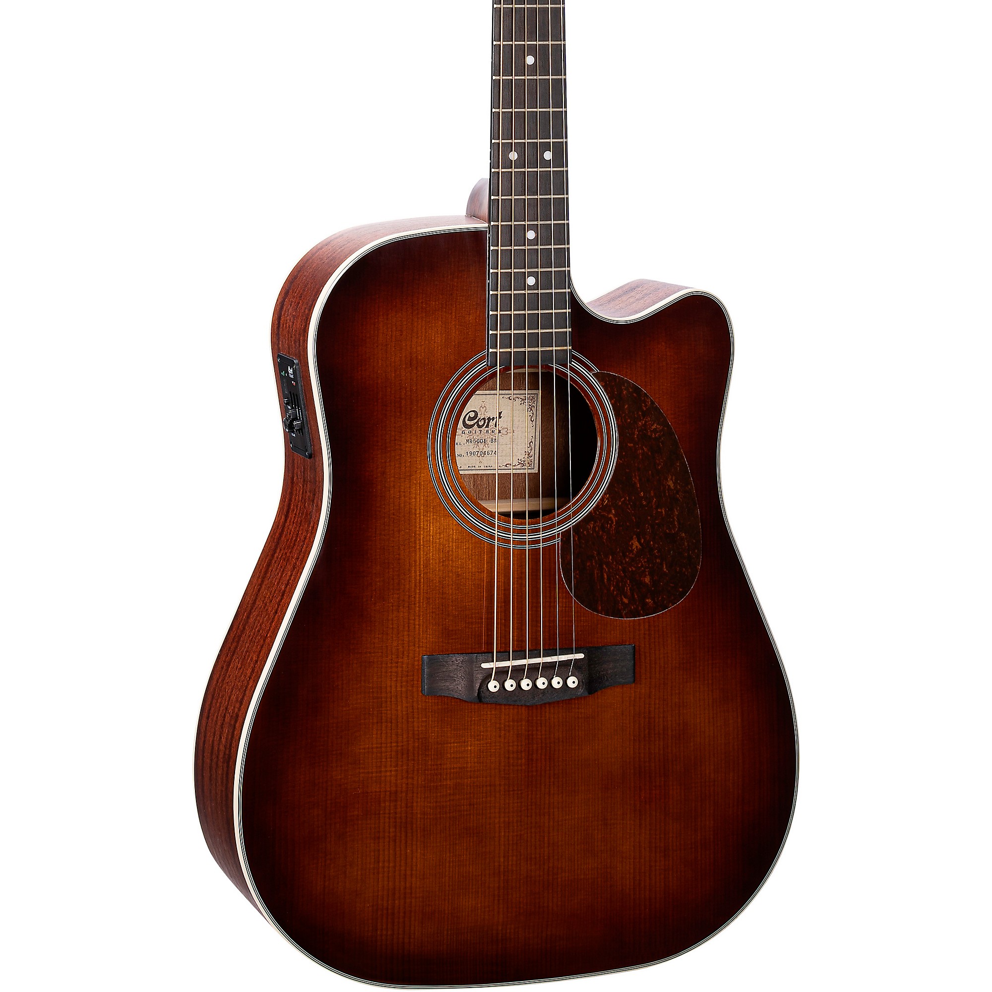 

Акустически-электрическая гитара Cort MR500E MR Series Dreadnought Venetian Cutaway Brown Burst