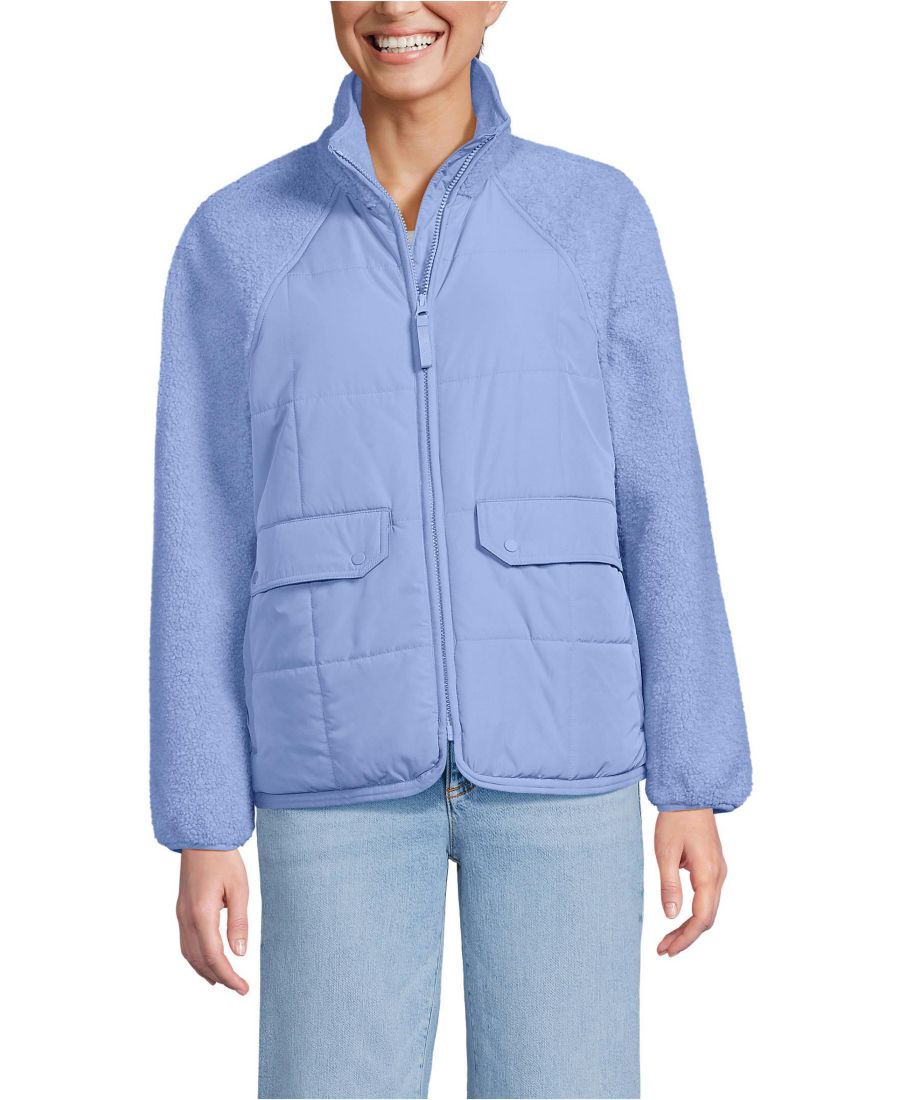 

Женская флисовая куртка с комбинированным рисунком и высоким ворсом Lands' End, Light cornflower