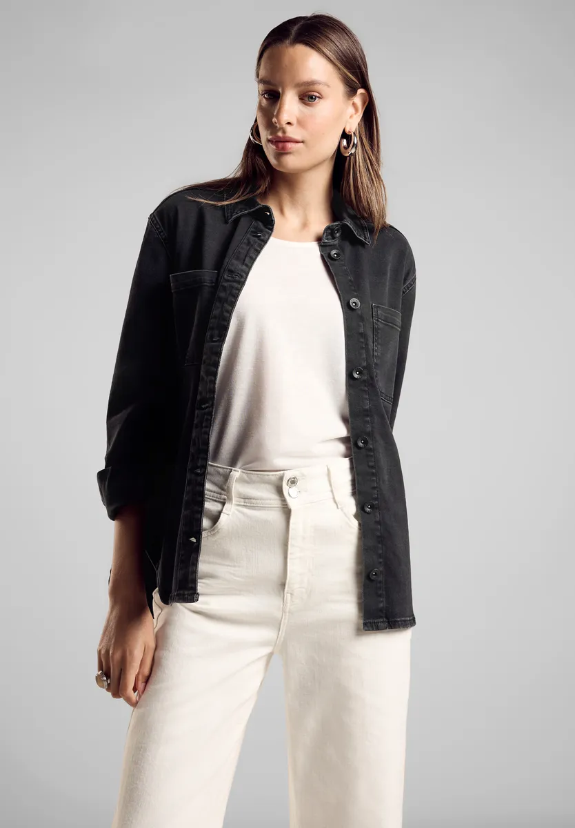 

STREET ONE короткая куртка без капюшона из хлопка с эластичным наполнением, черный