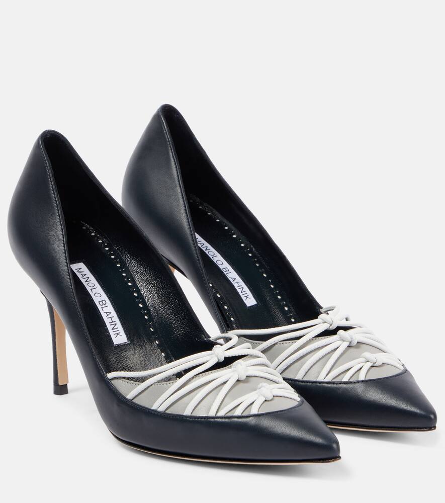 Туфли-лодочки Mareta 90 из кожи Manolo Blahnik, 4116 Navy/0515 Lgry