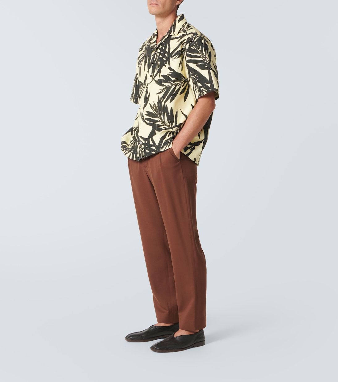 Рубашка для боулинга из хлопкового поплина La Chemise Jean Jacquemus, Prt Foliage Black/Yellow — фото 2