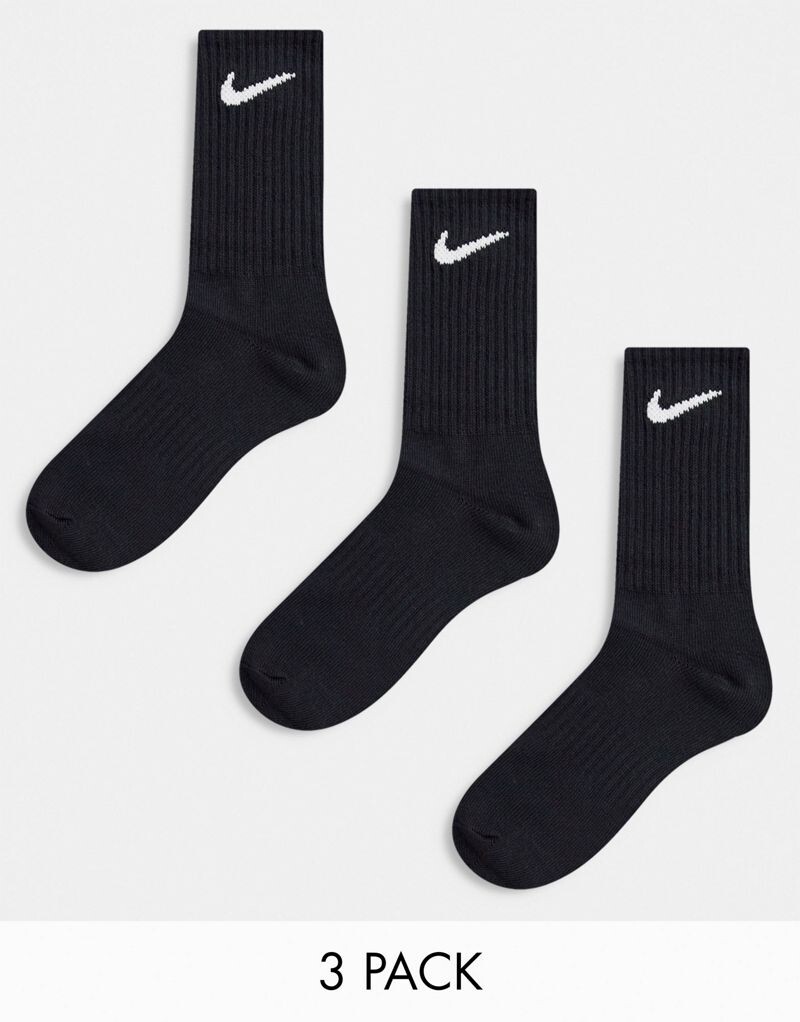 Набор из 3 черных легких спортивных носков на каждый день Nike