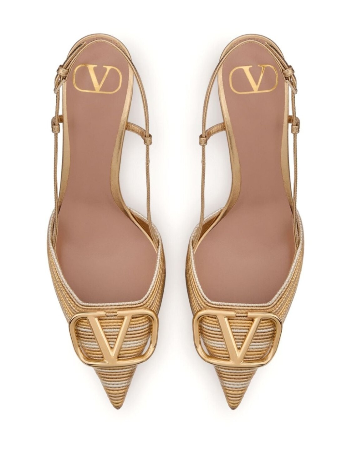Туфли с ремешком на пятке и логотипом VLogo Signature Valentino Garavani, золотистый — фото 4