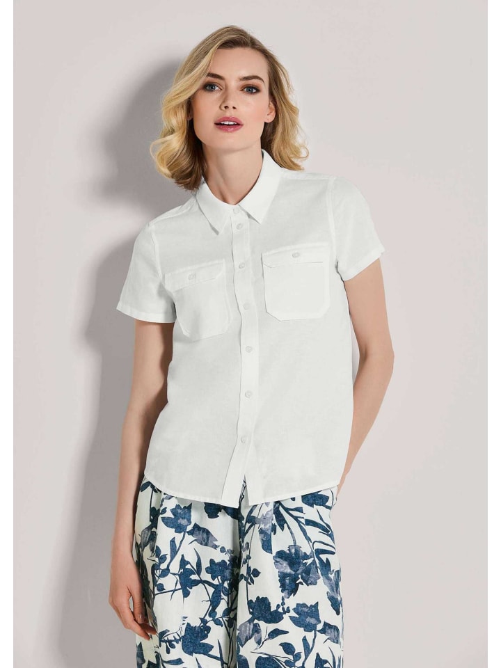 

MADELEINE Блузка с короткими рукавами и нагрудными карманами белого цвета