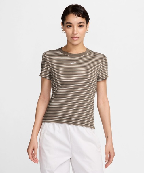 

Женская облегающая полосатая футболка Nike Sportswear, цвет коричневый