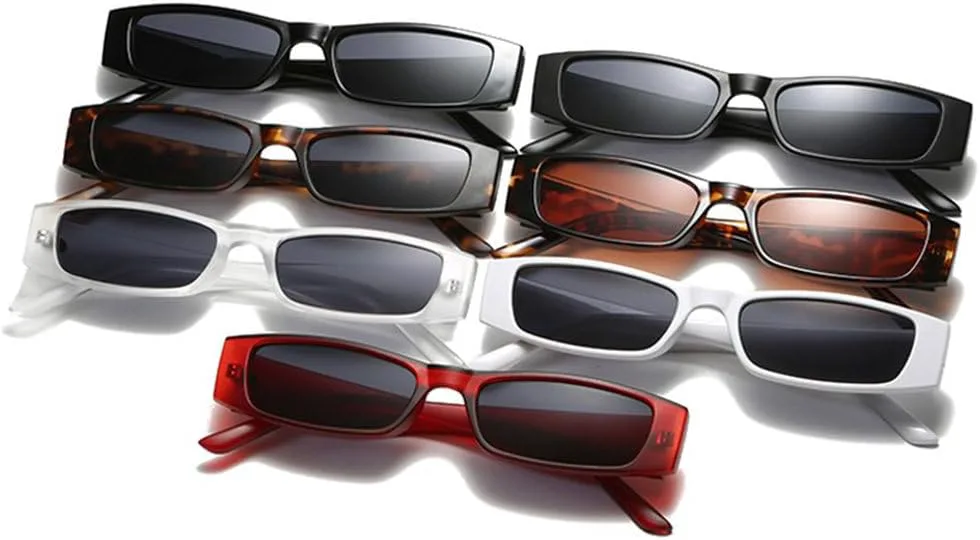 

Модные маленькие прямоугольные солнцезащитные очки для женщин, ретро-очки, трендовые солнцезащитные очки для мужчин, защита от УФ-излучения UV400 TKKTLLT, White Gray