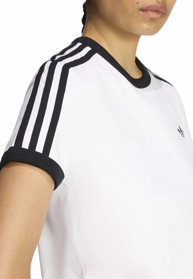 Футболка женская slim, 3 Stripes Adidas, белый/черный — фото 4
