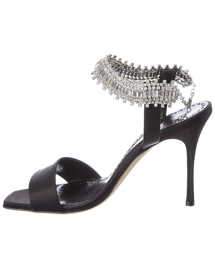Атласные сандалии Manolo Blahnik Parinasan 100, черный — фото 3