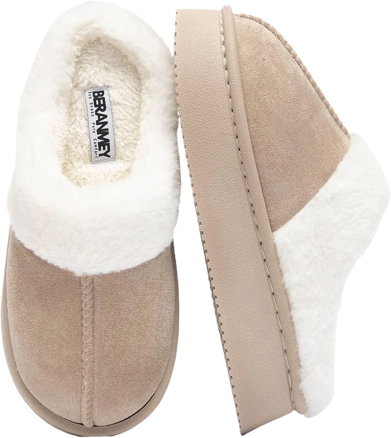 

Теплые домашние тапочки с толстой подошвой для женщин и мужчин - уютные платформенные тапочки с противоскользящей подошвой, короткие носки с плюшевой подкладкой для дома и улицы Beranmey, хаки