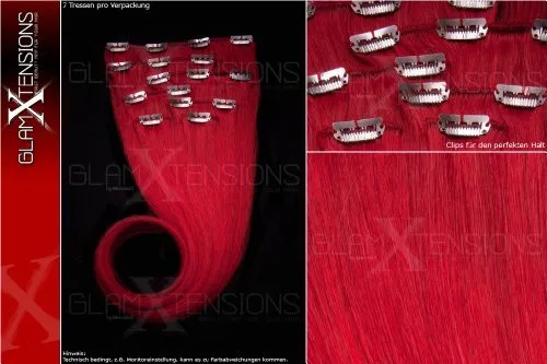 Набор накладных волос на заколках Remy 60 см, 70 г Meralens, Red