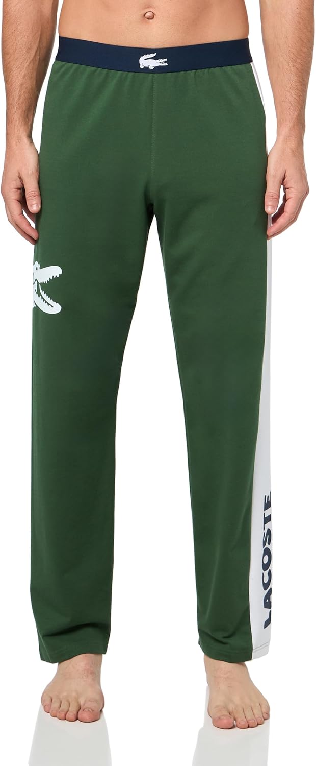 

Lacaste мужские хлопковые пижамные штаны с растяжкой и большим принтом крокодила (Amazon Exclusives) Lacoste, Thyme/Navy Blue/White