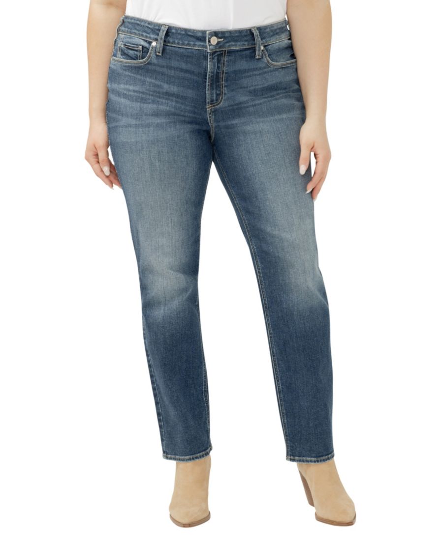 

Джинсы Elyse Plus Size со средней посадкой, удобного кроя, прямого кроя Silver Jeans Co, Half Moon