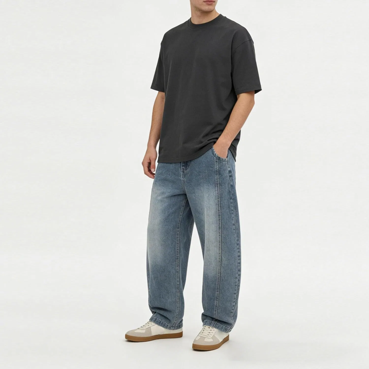 Джинсы свободные Y2k Hip Hop, Light Blue — фото 2