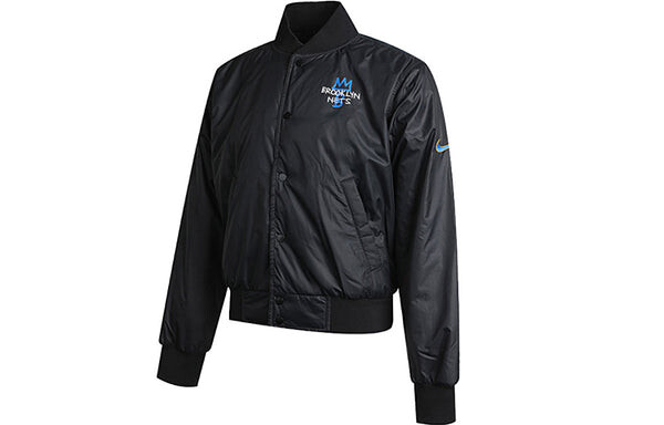 Куртка mens city edition courtside brooklyn nets casual tat baseball jacket black Nike, черный — фото 3
