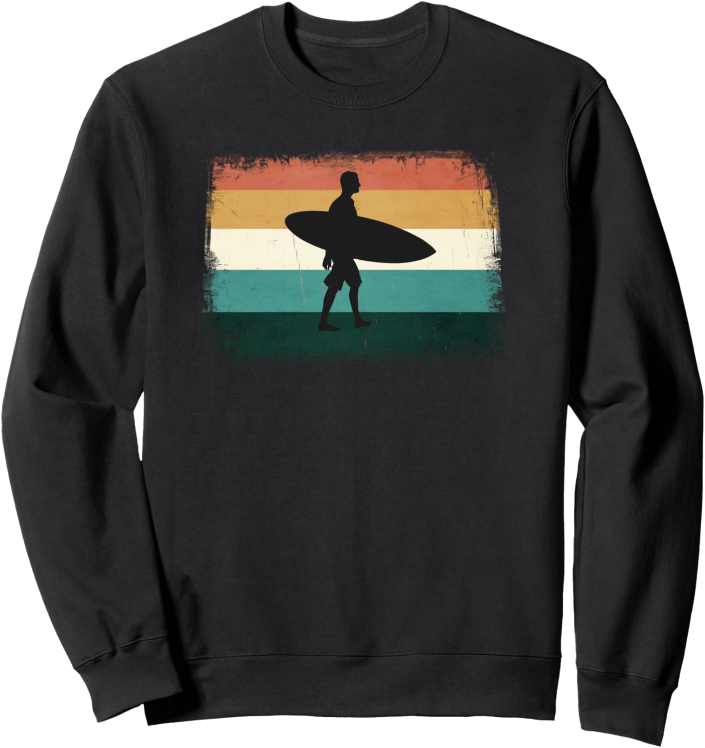 

Ретро-толстовка с принтом «Закат на пляже» - винтажная толстовка для серфинга/пляжа/солнца и серфинга Cool Retro Surfer Designs, черный