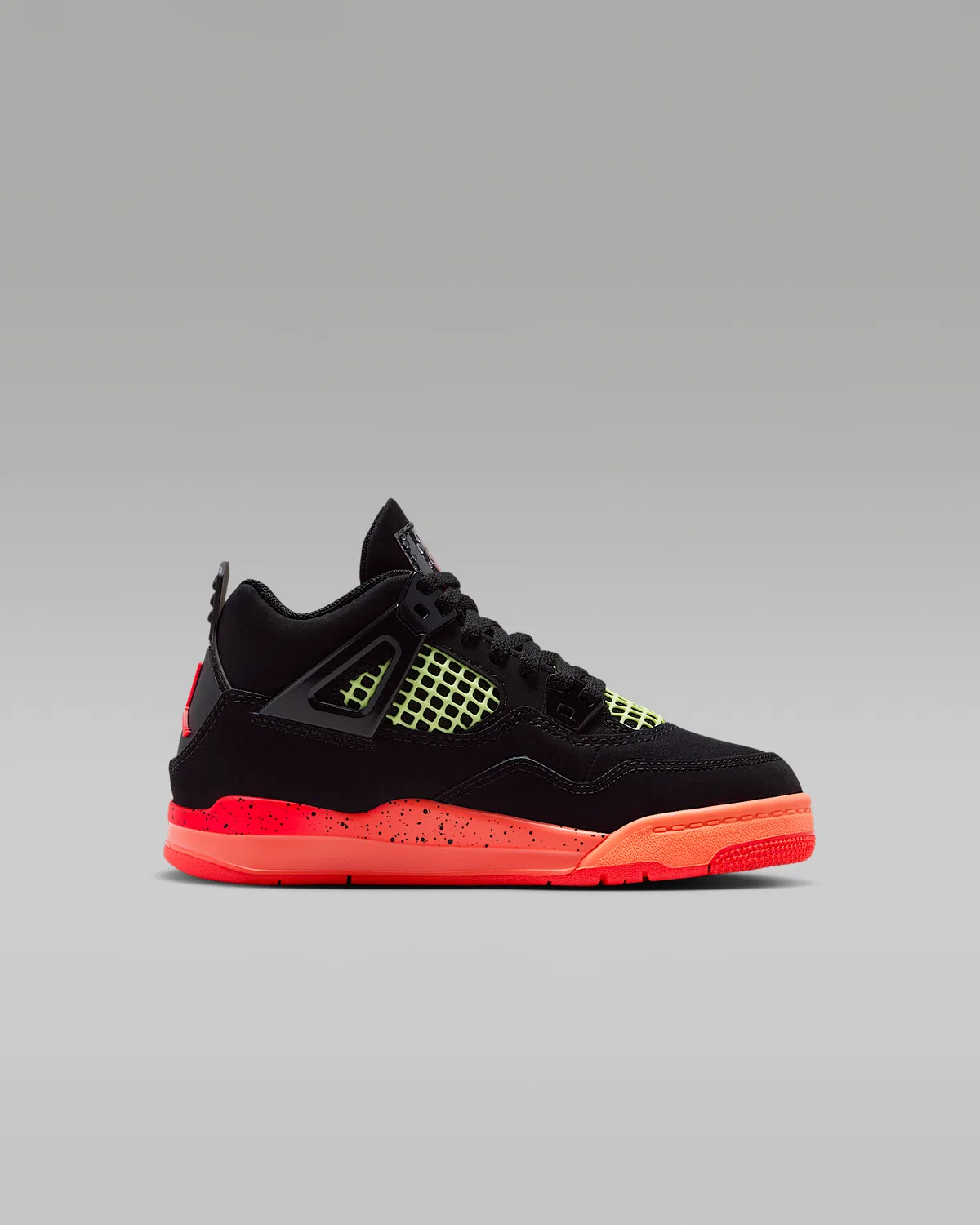 Детские кроссовки Jordan 4 Retro, Black/Bright Mango/Barely Volt/Infrared 23 — фото 3