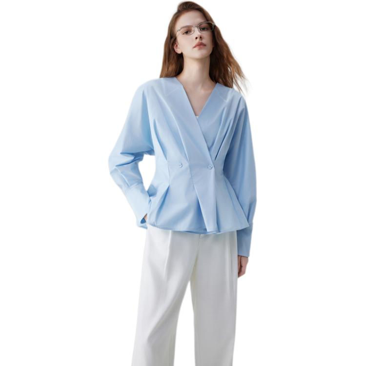 

ELLE Футболка женская синяя с V-образным вырезом