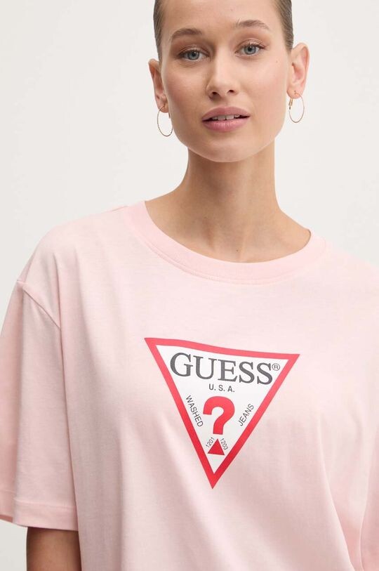 

Хлопковая футболка Guess Jeans, розовый