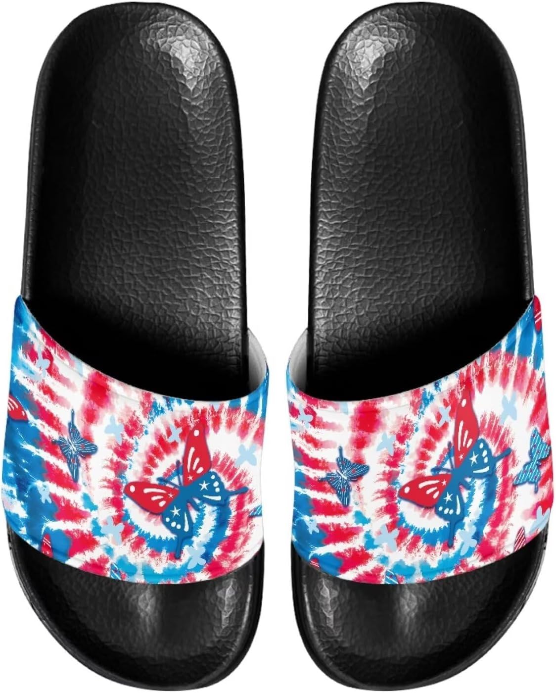 

Сандалии-шлепанцы унисекс с мягкой стелькой, удобные для женщин и мужчин, кожаные, размеры 6-13,5 Mintulipy, American Flag Tie-dye Butterfly