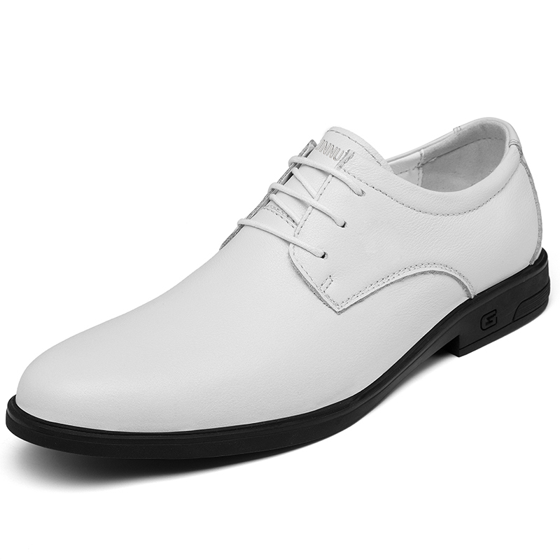 

Dunnu Кожаные повседневные туфли мужские белые с гладкой отделкой, цвет White Smooth Finish