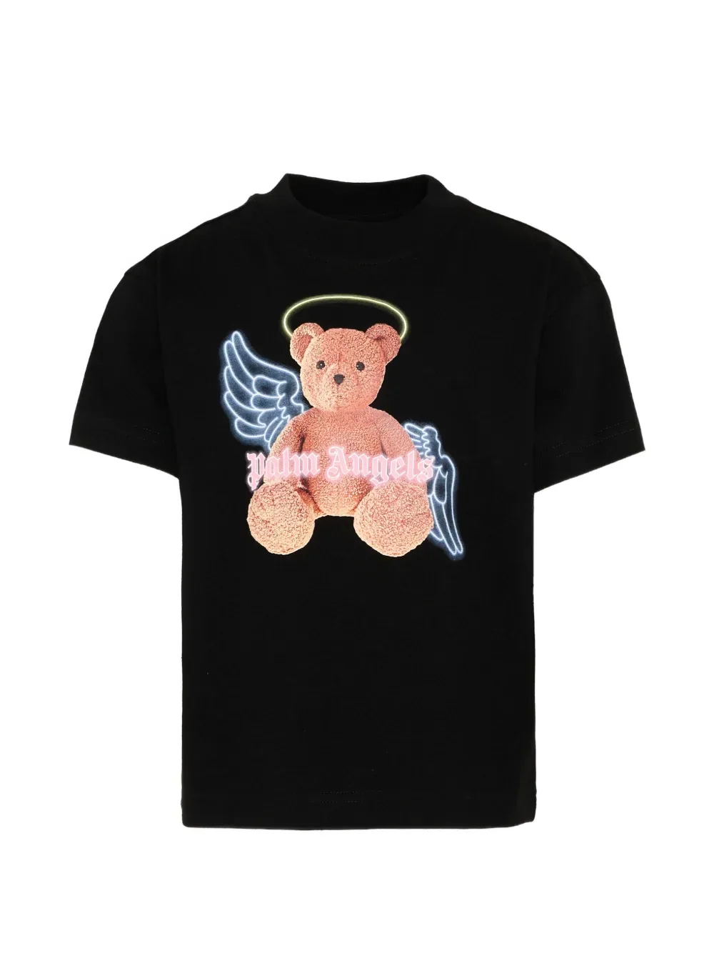 Футболка с короткими рукавами и принтом медвежонка Palm Angels Kids, черный