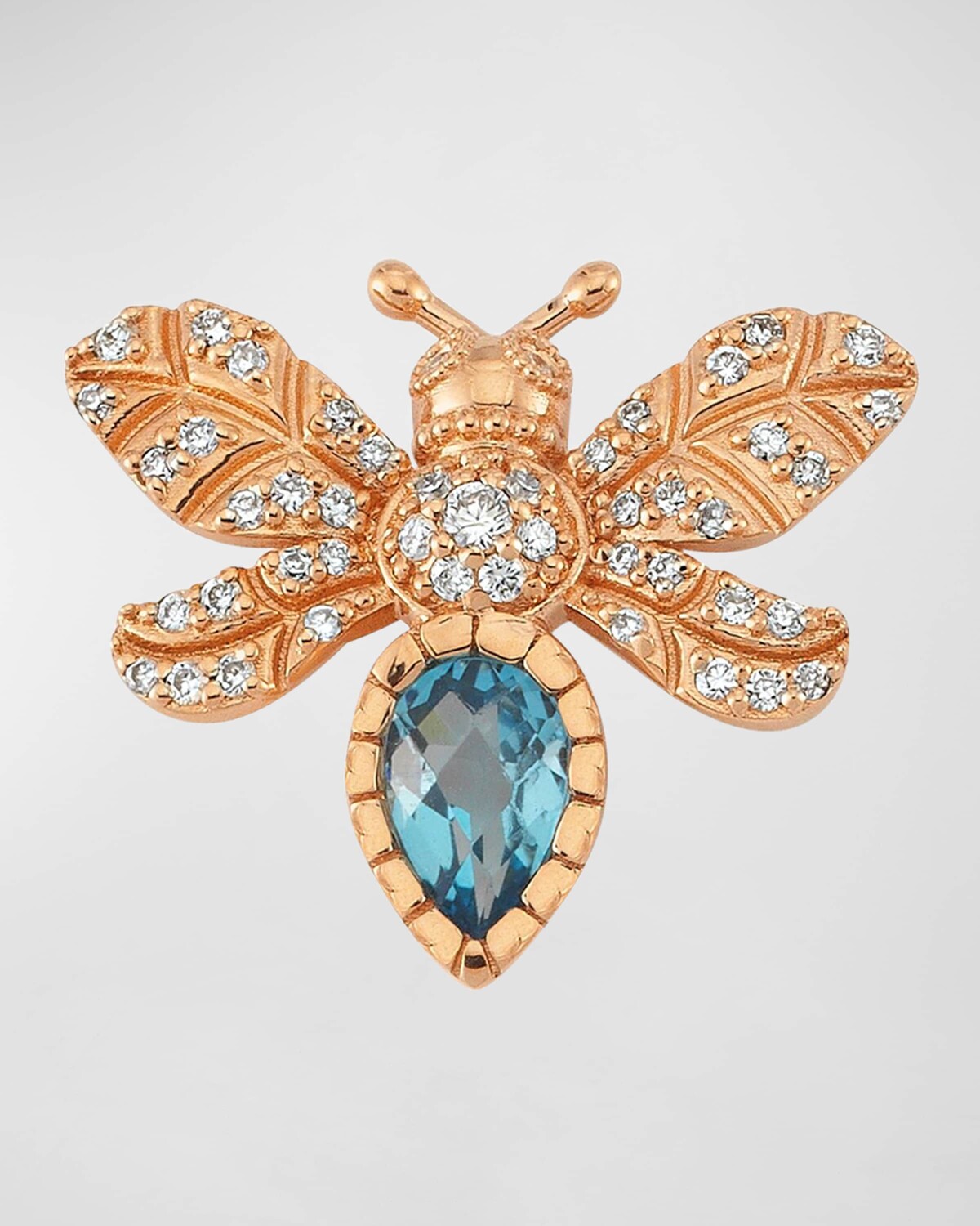 

Серьга «Пчела» с бриллиантами и голубыми топазами, одинарная BeeGoddess