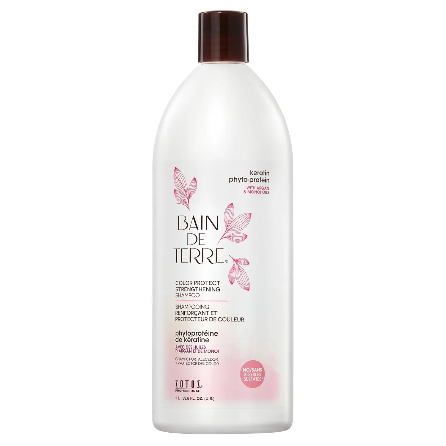 Укрепляющий шампунь Bain de Terre Keratin Phyto-Protein Color Protect, безопасный для окрашенных и поврежденных волос, без сульфатов и парабенов. 1000 мл (1 шт.)