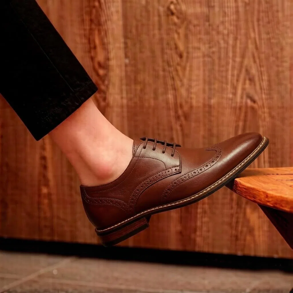 Мужские элегантные оксфордские туфли Mofri с защитным носком, удобные, Dark Brown Pu 04 — фото 3