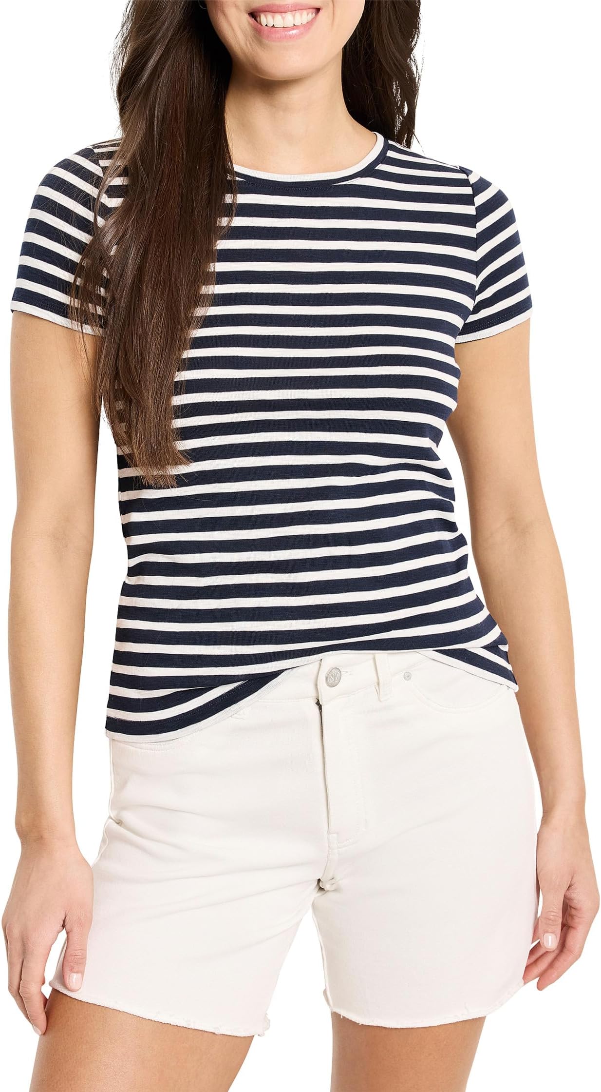 

Футболка NIC+ZOE Short Sleeve Scoop Neck Striped Tee, цвет Indigo Multi