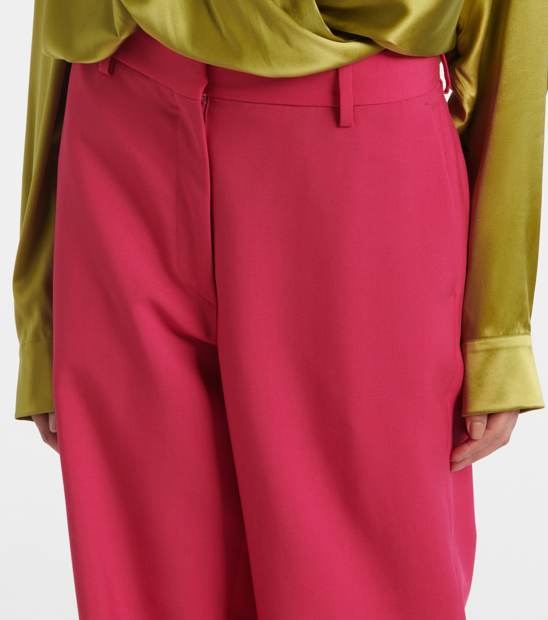 Прямые брюки из шерстяной и мохеровой саржи Dries Van Noten, Fuschia — фото 4